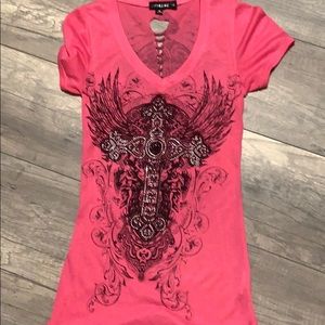 Studded tee with braided back